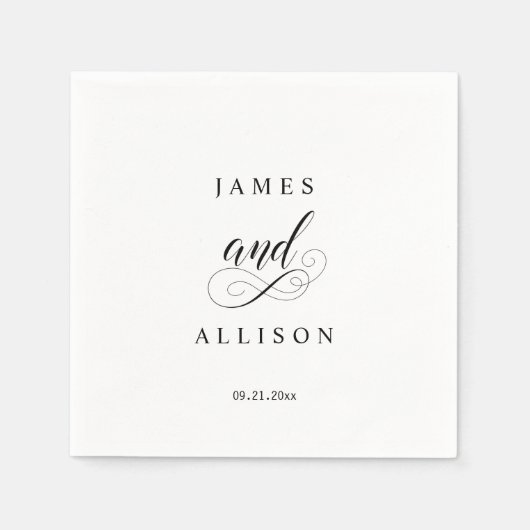 Elegantes Script Custom Wedding Monogram Napkins Serviette (Vorderseite)