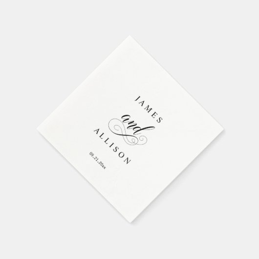 Elegantes Script Custom Wedding Monogram Napkins Serviette (Ecke)