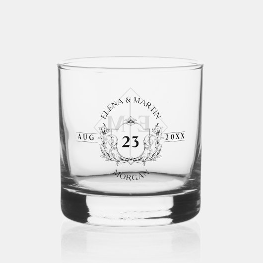 Elegantes Script Custom Wedding Whiskey Glass Whiskyglas (Vorderseite)