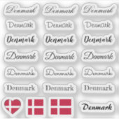 Elegantes Script Dänemark & Dänische Flagge /Name  Aufkleber (Vorderseite)