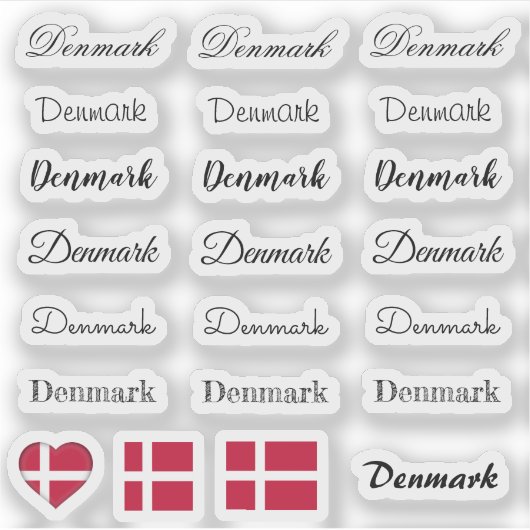 Elegantes Script Dänemark & Dänische Flagge /Name Aufkleber (Vorderseite)