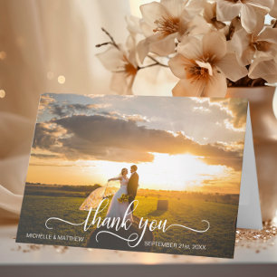 Elegantes Script DANK YOU wednote card   FOTO Dankeskarte