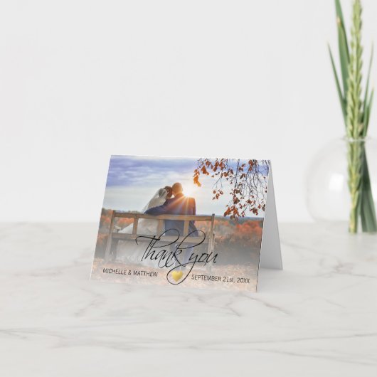 Elegantes Script DANK YOU wednote card | FOTO Dankeskarte (Vorderseite)