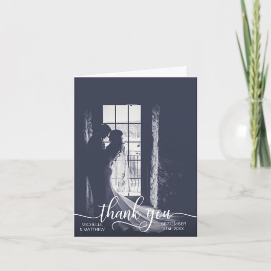 Elegantes Script DANK YOU wednote card | FOTO Dankeskarte (Vorderseite)