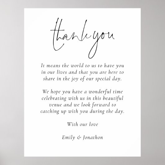 Elegantes Script Dankeschön an Hochzeitsgäste Poster (Vorne)