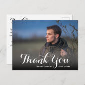 Elegantes Script Dankeschön Foto Abschluss Postkarte (Vorne/Hinten)