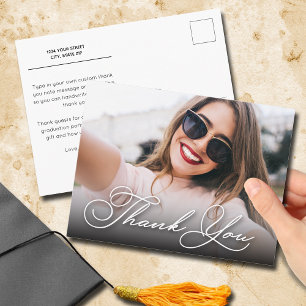 Elegantes Script Dankeschön Foto Abschluss Postkarte