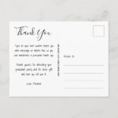 Elegantes Script Dankeschön Foto Abschluss Postkarte (Rückseite)