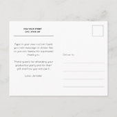 Elegantes Script Dankeschön Foto Abschluss Postkarte (Rückseite)