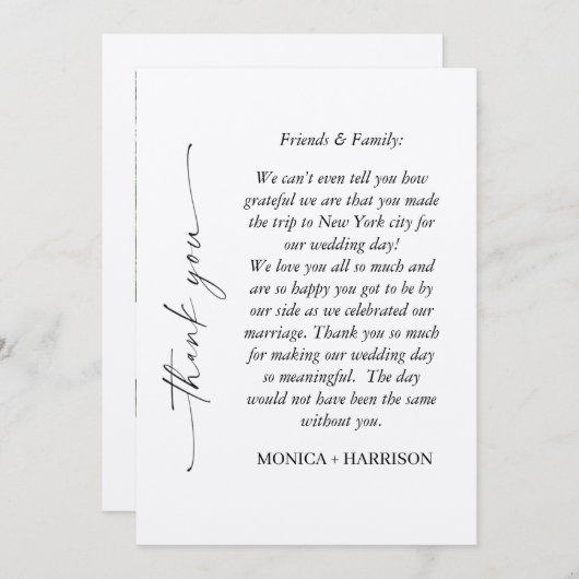 Elegantes Script Dankeschön Karte mit Foto (Vorne/Hinten)