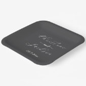 Elegantes Script Dark Gray Wedding Pappteller (Gewinkelt)