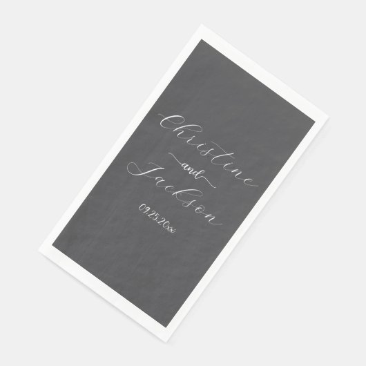 Elegantes Script Dark Gray Wedding Serviette (Ecke)
