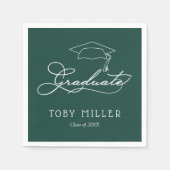 Elegantes Script Dark Green Abschluss Napkins Serviette (Vorderseite)