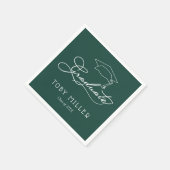 Elegantes Script Dark Green Abschluss Napkins Serviette (Ecke)