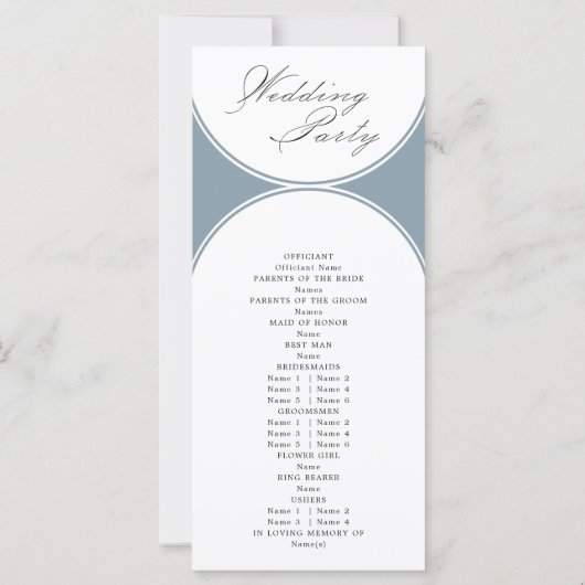 Elegantes Script Dusty Blue Arch Wedding Programm (Rückseite)