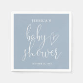 Elegantes Script Dusty Blue Baby Shower Serviette (Vorderseite)