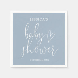 Elegantes Script Dusty Blue Baby Shower Serviette