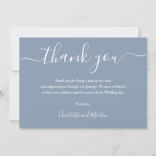 Elegantes Script Dusty Blue Dankeskarte