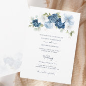 Elegantes Script Dusty Blue Floral Wedding Einladung