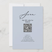 Elegantes Script Dusty Blue Probe Dinner QR Einladung (Rückseite)