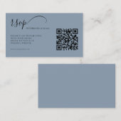 Elegantes Script Dusty Blue UAWG QR Code Hochzeit Begleitkarte (Vorne/Hinten)