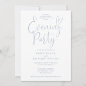 Elegantes Script Dusty Blue Wedding Abend Party Einladung (Vorderseite)