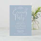 Elegantes Script Dusty Blue Wedding Abend Party Einladung (Stehend Vorderseite)