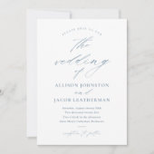 Elegantes Script Dusty Blue Wedding Einladung (Vorderseite)