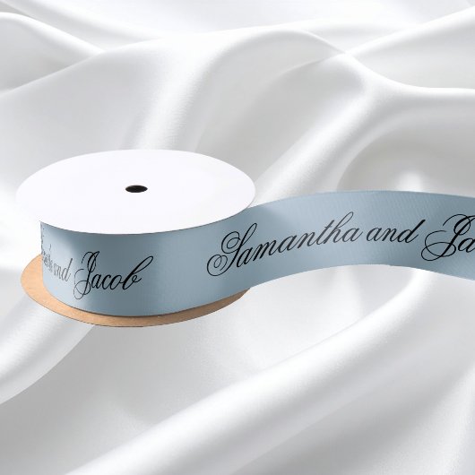 Elegantes Script Dusty Blue Wedding Satinband