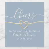 Elegantes Script Dusty Blue Wedding Wine Label Weinetikett (Einzelnes Label)