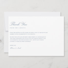 Elegantes Script Dusty Blue & White Dankeschön Car Dankeskarte