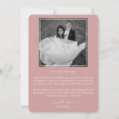 Elegantes Script Dusty Pink Modern Wedding Foto Dankeskarte (Rückseite)
