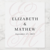 Elegantes Script Dusty Pink Monogram Wedding Weinetikett (Einzelnes Label)