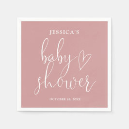 Elegantes Script Dusty Rose Pink Baby Shower Serviette