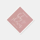 Elegantes Script Dusty Rose Pink Baby Shower Serviette (Ecke)