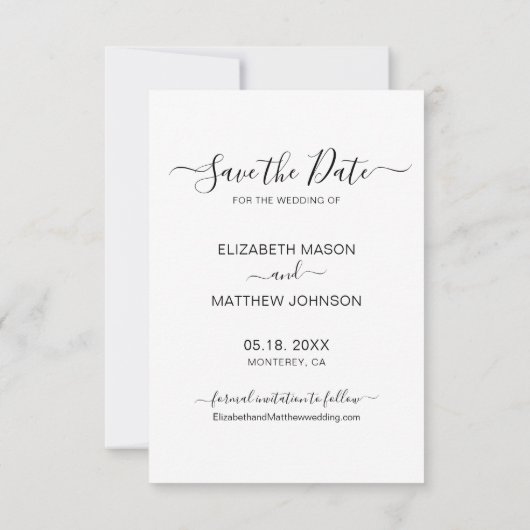 Elegantes Script Earthy Rust Foto Collage Wedding Save The Date (Rückseite)