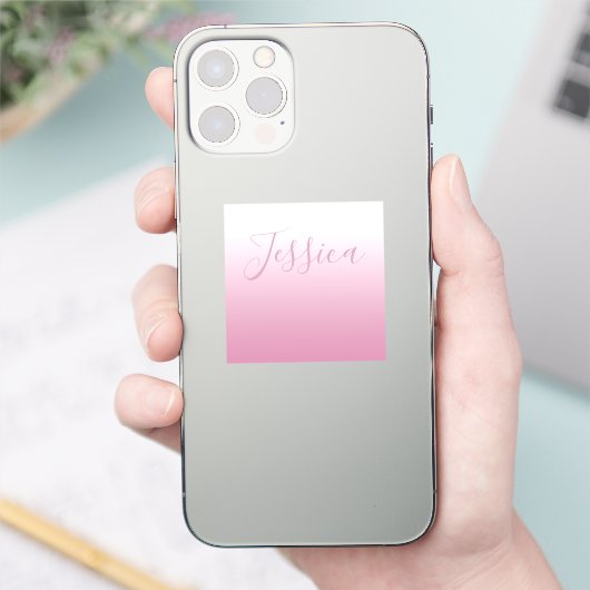 Elegantes Script & Editable Pink (beliebige Farbe) Aufkleber (Telefon)