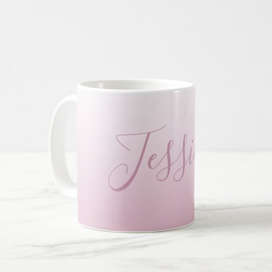 Elegantes Script & Editable Pink (beliebige Farbe) Kaffeetasse (Vorderseite Links)