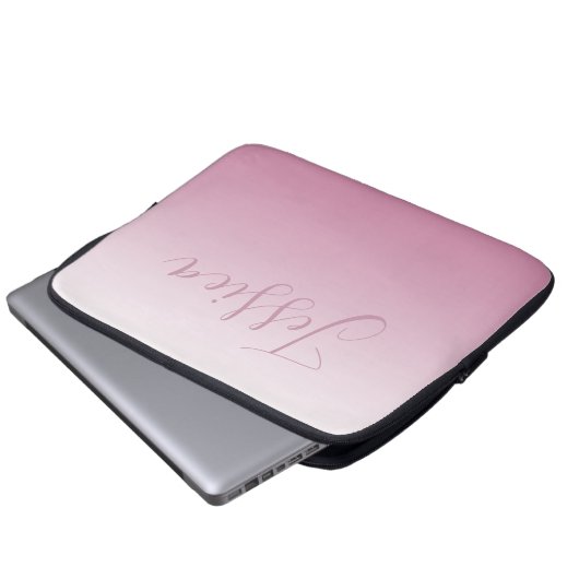 Elegantes Script & Editable Pink (beliebige Farbe) Laptopschutzhülle (Vorne Knopf)