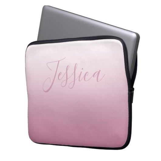 Elegantes Script & Editable Pink (beliebige Farbe) Laptopschutzhülle (Vorderseite Links)