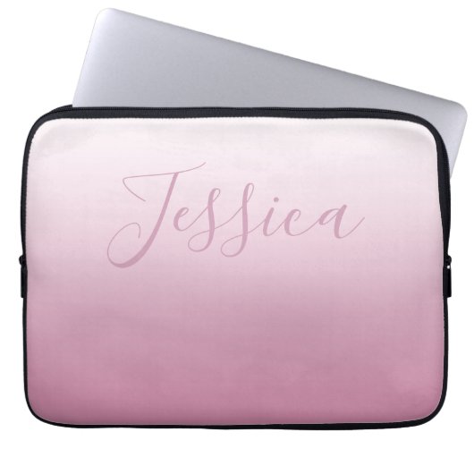 Elegantes Script & Editable Pink (beliebige Farbe) Laptopschutzhülle (Vorderseite)