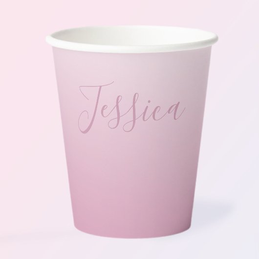 Elegantes Script & Editable Pink (beliebige Farbe) Pappbecher