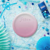 Elegantes Script & Editable Pink (beliebige Farbe) Pappteller (Party)
