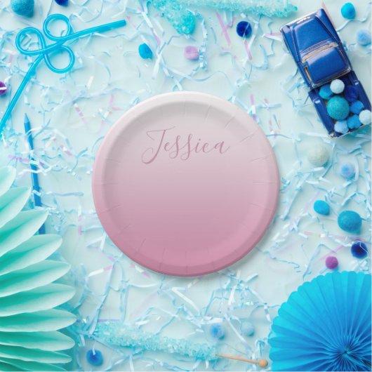 Elegantes Script & Editable Pink (beliebige Farbe) Pappteller (Party)