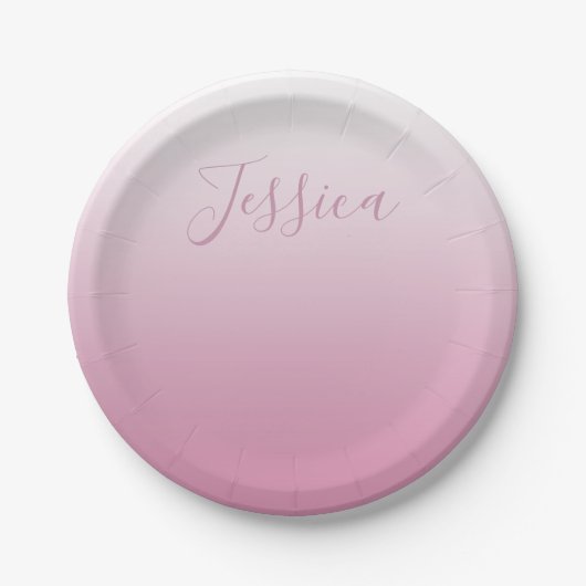 Elegantes Script & Editable Pink (beliebige Farbe) Pappteller (Vorderseite)
