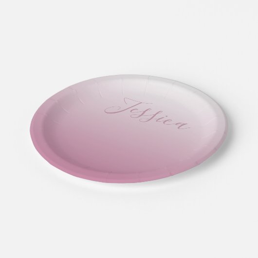 Elegantes Script & Editable Pink (beliebige Farbe) Pappteller (Schrägansicht)