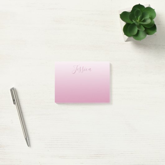 Elegantes Script & Editable Pink (beliebige Farbe) Post-it Klebezettel (Büro)