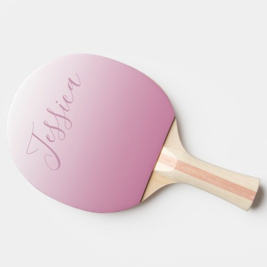 Elegantes Script & Editable Pink (beliebige Farbe) Tischtennis Schläger (Seitenansicht)