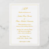 Elegantes Script einfache formelle Monogram Weddin Folieneinladung (Vorderseite)