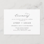 Elegantes Script Einfache private Hochzeit Begleitkarte (Vorderseite)